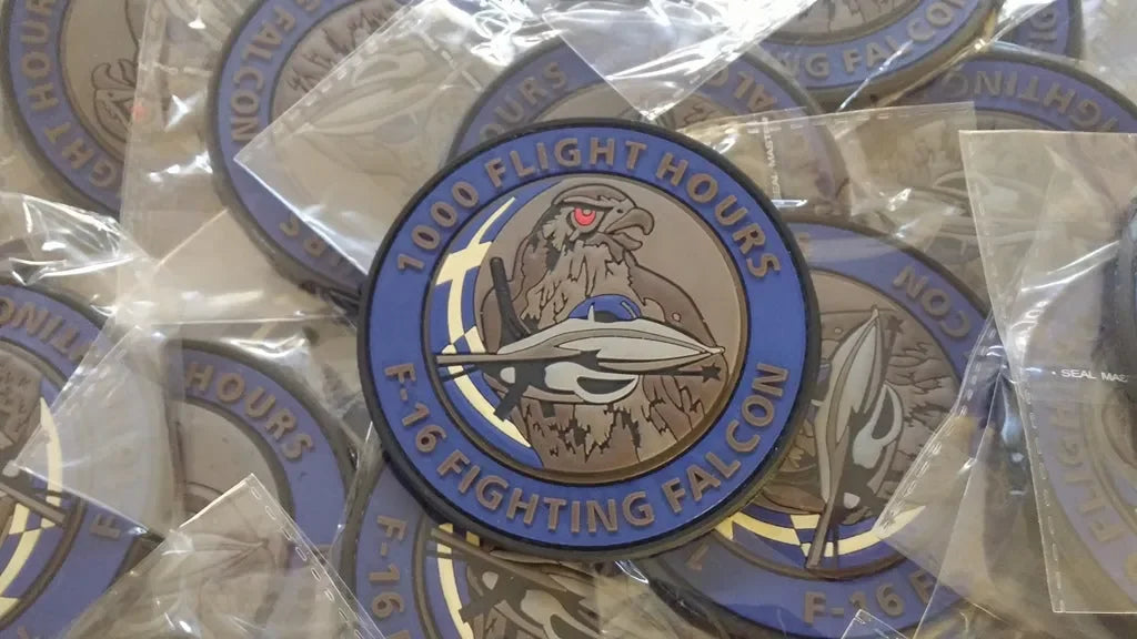 F-16 FIGHTING FALCON - AIR FORCE SWIRL 1000 FLIGHT HOURS (LOW VISIBILITY) 3D PVC - PVCPATCHWORLD.STORE
