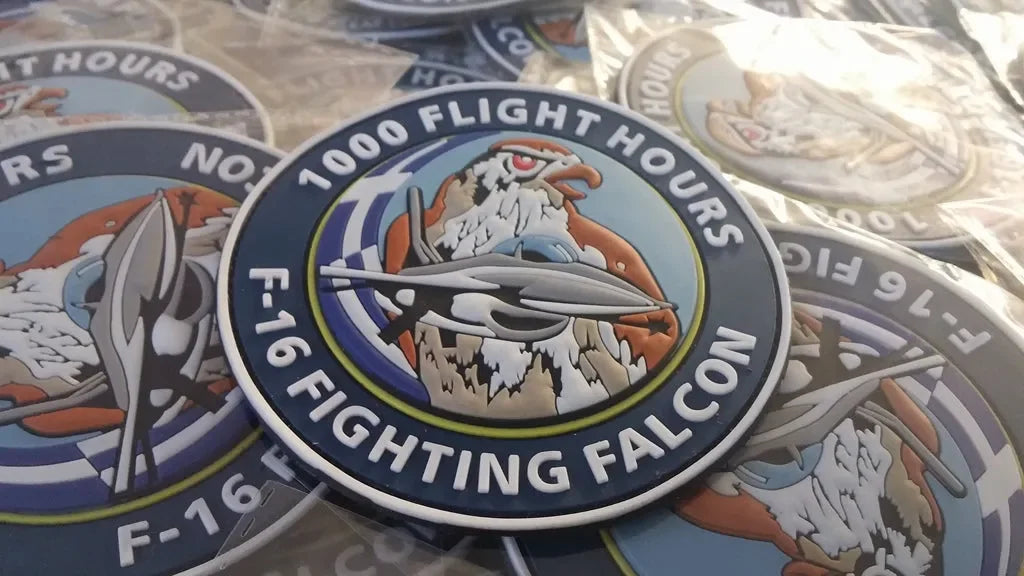 F-16 FIGHTING FALCON - AIR FORCE SWIRL 1000 FLIGHT HOURS (COLORED ) 3D PVC - PVCPATCHWORLD.STORE