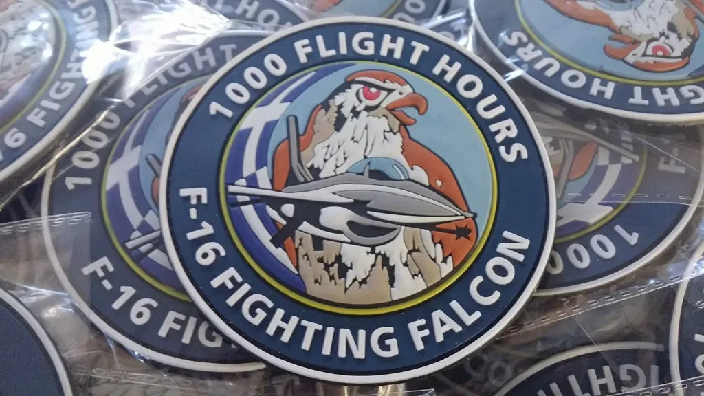 F-16 FIGHTING FALCON - AIR FORCE SWIRL 1000 FLIGHT HOURS (COLORED ) 3D PVC - PVCPATCHWORLD.STORE