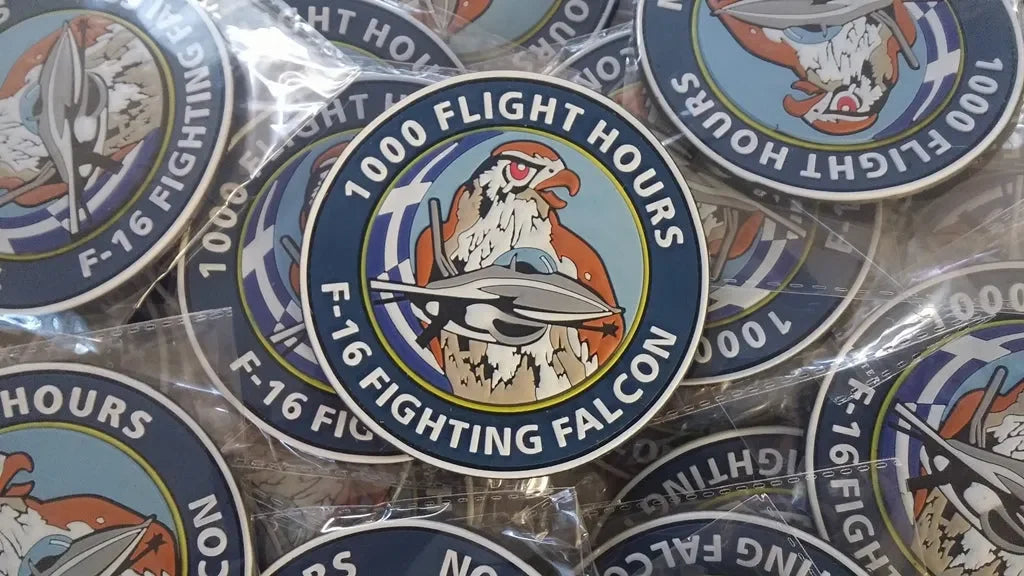 F-16 FIGHTING FALCON - AIR FORCE SWIRL 1000 FLIGHT HOURS (COLORED ) 3D PVC - PVCPATCHWORLD.STORE