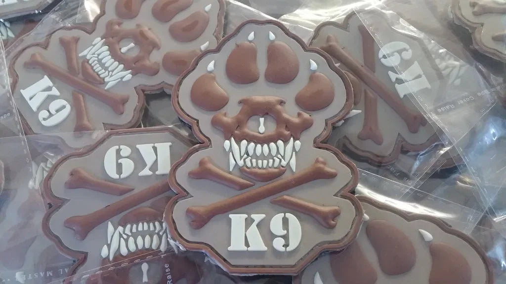 K-9 CROSSBONES DOG – POLICE – ARMY – NAVY – AIR FORCE – TACTICAL (DESERT TAN) - PVCPATCHWORLD.STORE