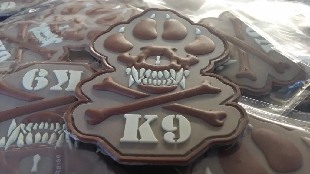 K-9 CROSSBONES DOG – POLICE – ARMY – NAVY – AIR FORCE – TACTICAL (DESERT TAN) - PVCPATCHWORLD.STORE