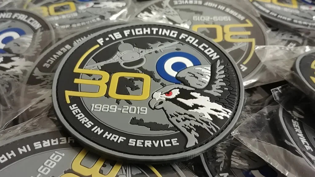 F-16 FIGHTING FALCON 30 YEARS ANNIVERSARY IN HELLENIC AIR FORCE SERVICE PATCH - PVCPATCHWORLD.STORE