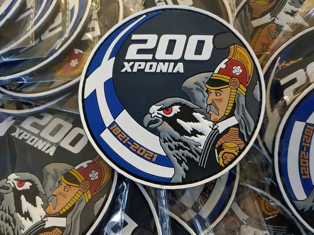 F-16 FIGHTING FALCON - 200 YEARS SINCE THE REVOLUTION OF 1821- 3D PVC PATCH - PVCPATCHWORLD.STORE