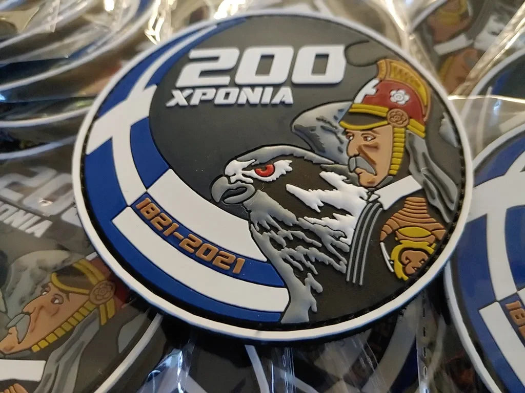 F-16 FIGHTING FALCON - 200 YEARS SINCE THE REVOLUTION OF 1821- 3D PVC PATCH - PVCPATCHWORLD.STORE