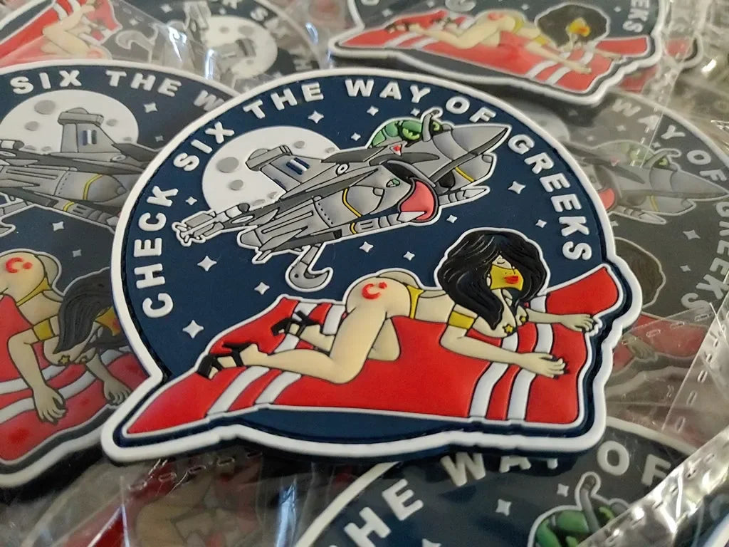 RAFALE - CHECK SIX THE WAY OF GREEKS - 3D PVC PATCH - GLOW IN THE DARK - PVCPATCHWORLD.STORE