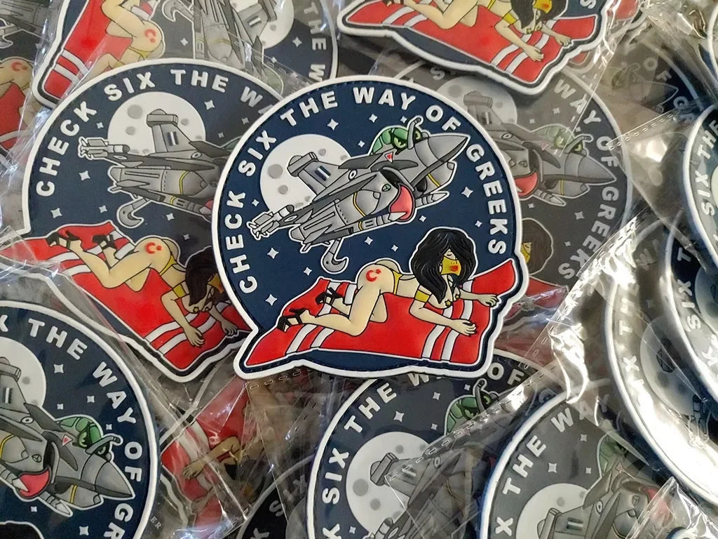 RAFALE - CHECK SIX THE WAY OF GREEKS - 3D PVC PATCH - GLOW IN THE DARK - PVCPATCHWORLD.STORE