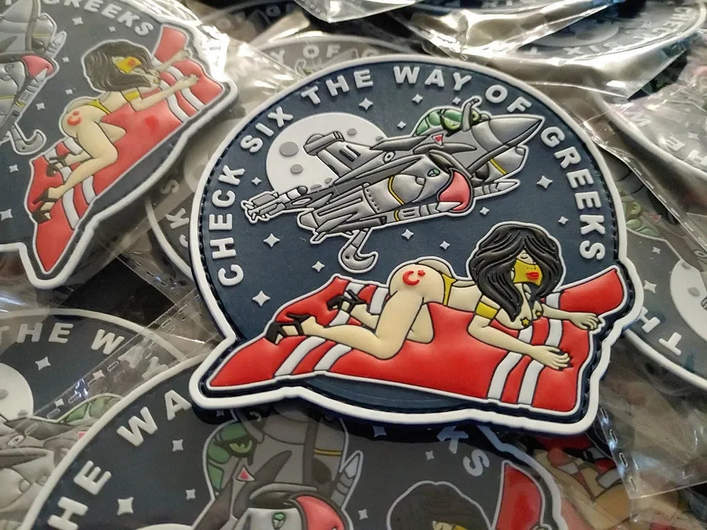 RAFALE - CHECK SIX THE WAY OF GREEKS - 3D PVC PATCH - GLOW IN THE DARK - PVCPATCHWORLD.STORE