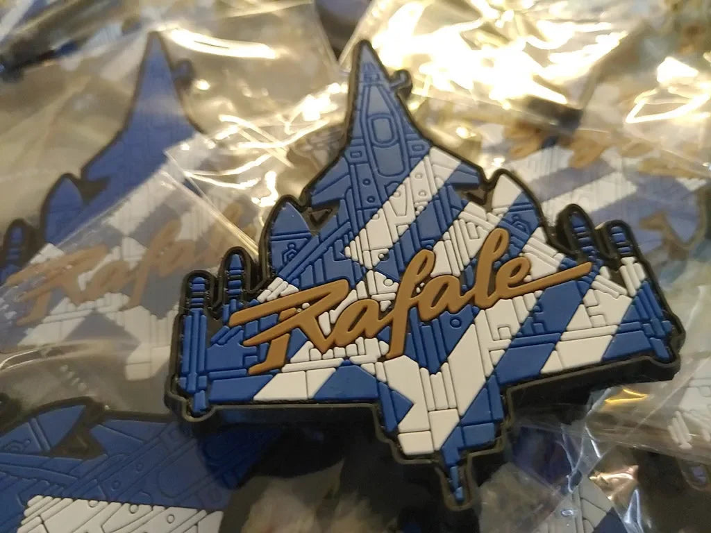 RAFALE SILHOUETTE - GREEK FLAG - 2D PVC PATCH - PVCPATCHWORLD.STORE