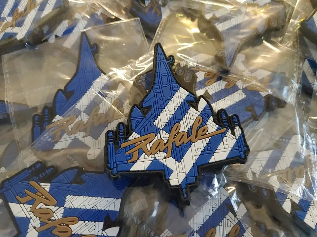 RAFALE SILHOUETTE - GREEK FLAG - 2D PVC PATCH - PVCPATCHWORLD.STORE