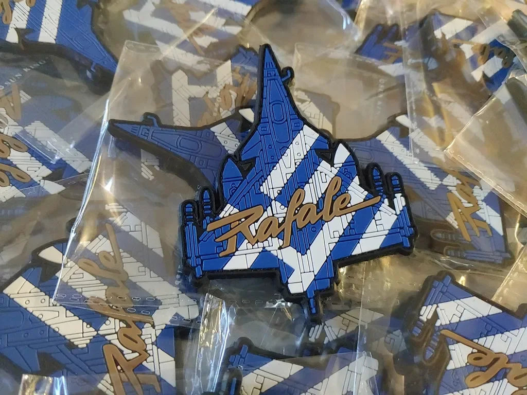 RAFALE SILHOUETTE - GREEK FLAG - 2D PVC PATCH - PVCPATCHWORLD.STORE
