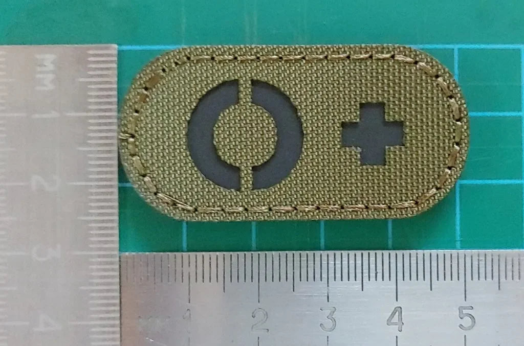 IR (INFRARED) - 0+ POSITIVE BLOOD GROUP PATCH - KHAKI COLOR - PVCPATCHWORLD.STORE