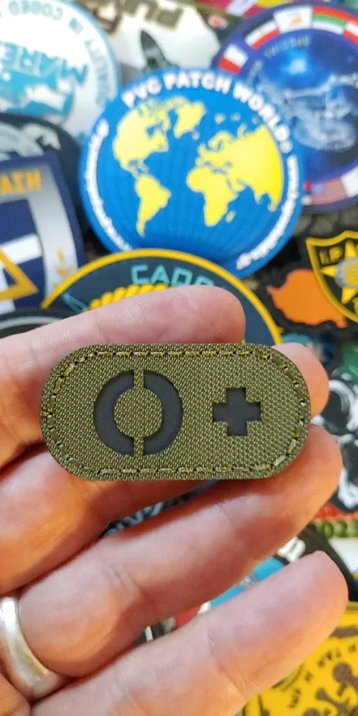 IR (INFRARED) - 0+ POSITIVE BLOOD GROUP PATCH - KHAKI COLOR - PVCPATCHWORLD.STORE