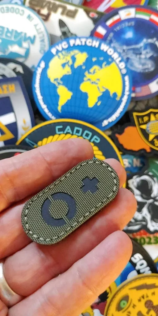 IR (INFRARED) - 0+ POSITIVE BLOOD GROUP PATCH - KHAKI COLOR - PVCPATCHWORLD.STORE