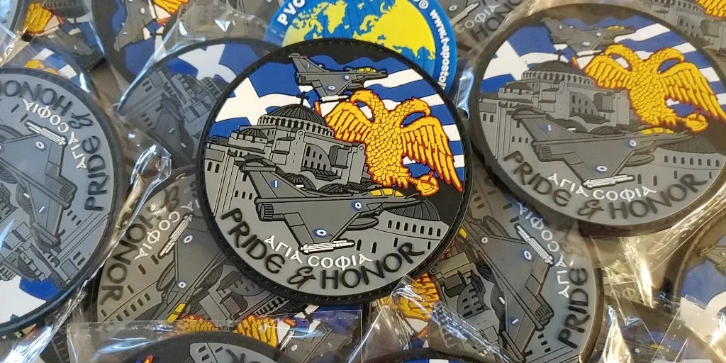 PRIDE & HONOR -GREEK RAFALE -AIR-FORCE - 3D PVC PATCH - PVCPATCHWORLD.STORE