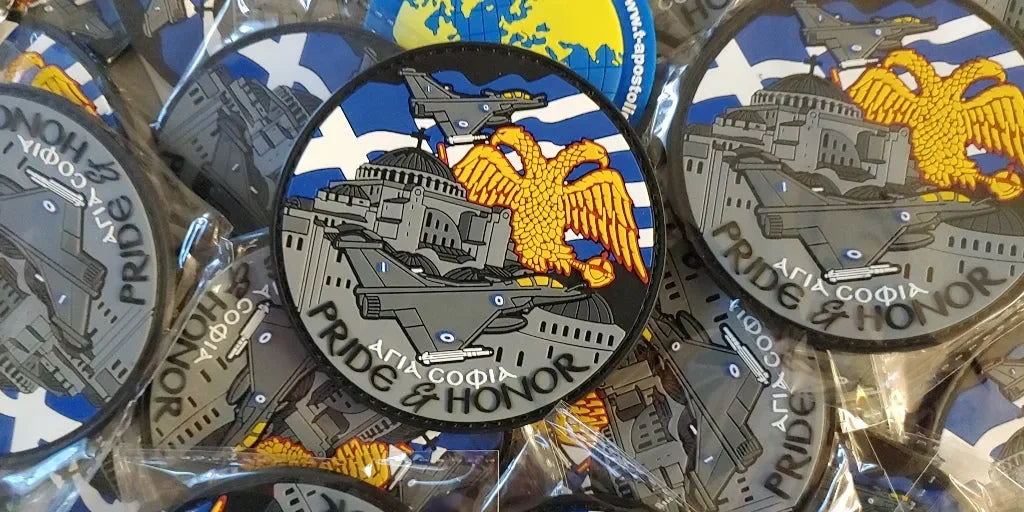 PRIDE & HONOR -GREEK RAFALE -AIR-FORCE - 3D PVC PATCH - PVCPATCHWORLD.STORE