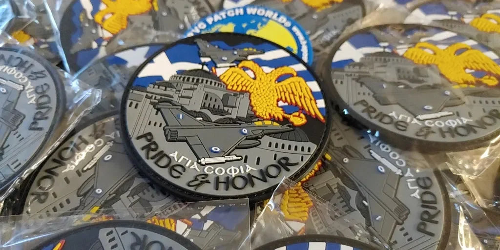 PRIDE & HONOR -GREEK RAFALE -AIR-FORCE - 3D PVC PATCH - PVCPATCHWORLD.STORE